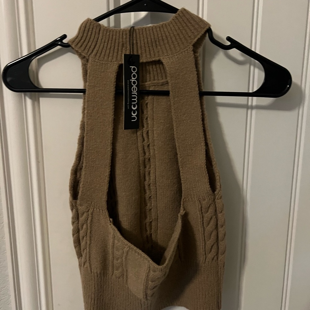 Cropped open back sweater top